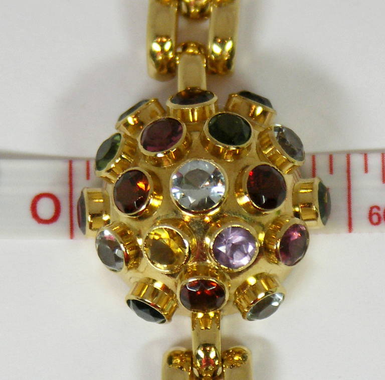 Contemporary Gemstone Gold Sputnik Bracelet