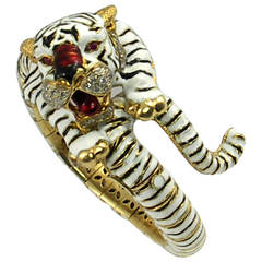 Frascarolo Bengal Tiger Enamel Ruby Diamond Gold Bracelet