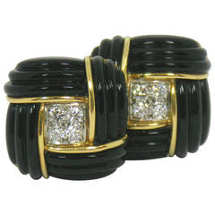 Turi Onyx Diamond Gold Earrings