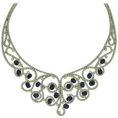 Sapphire Diamond Gold Necklace 4