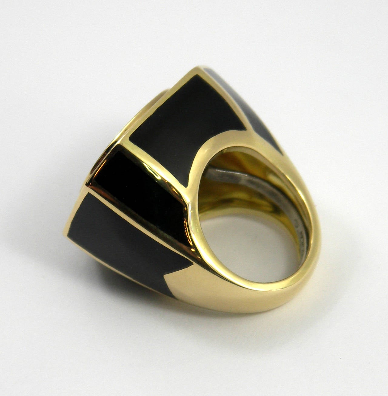 Women's David Webb Black Enamel Diamond Gold Ring