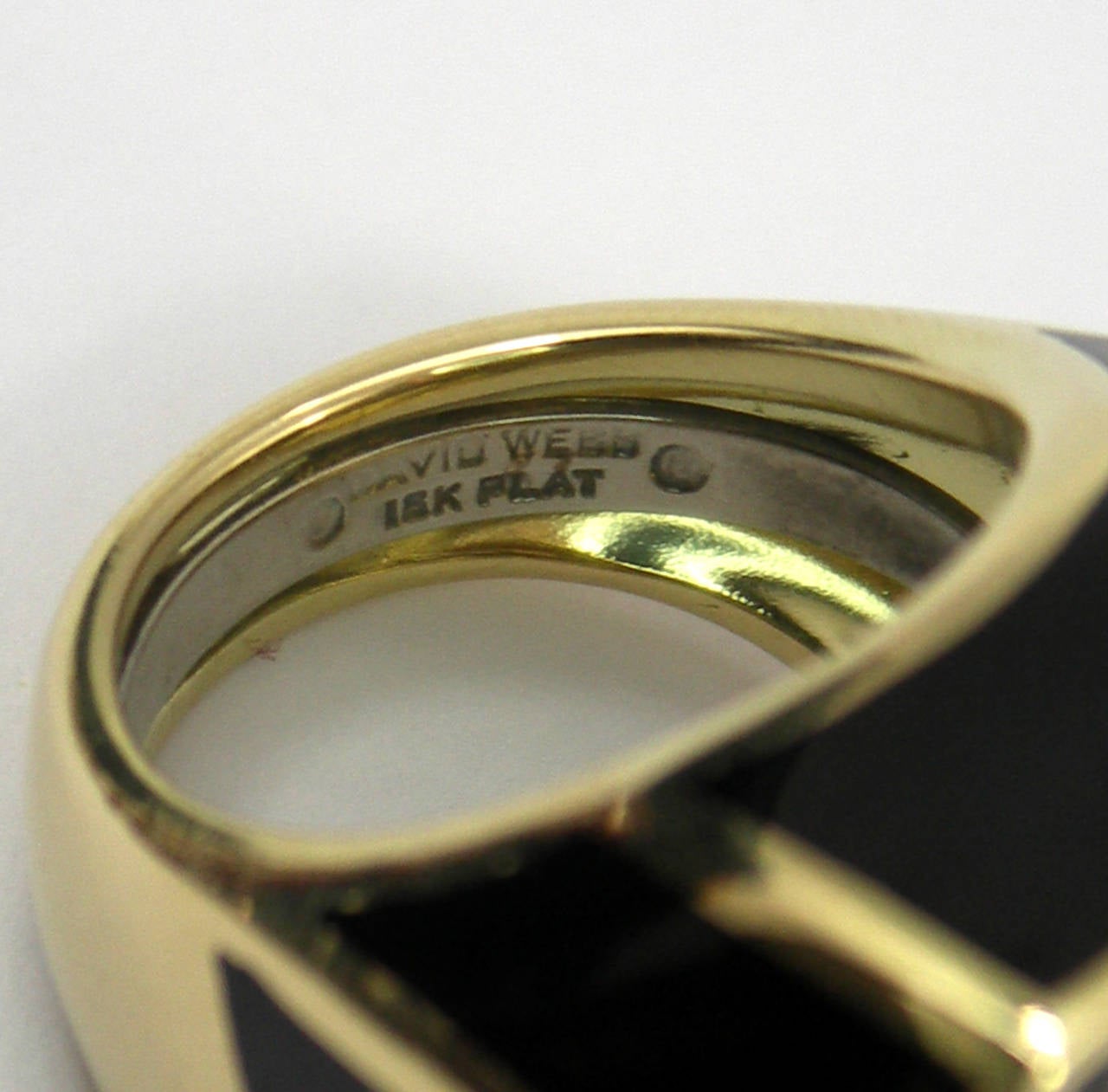 David Webb Black Enamel Diamond Gold Ring 1