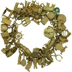 Vintage Gold Bracelet Loaded with Charms