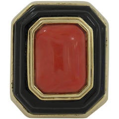 Onyx Coral Gold Ring 9