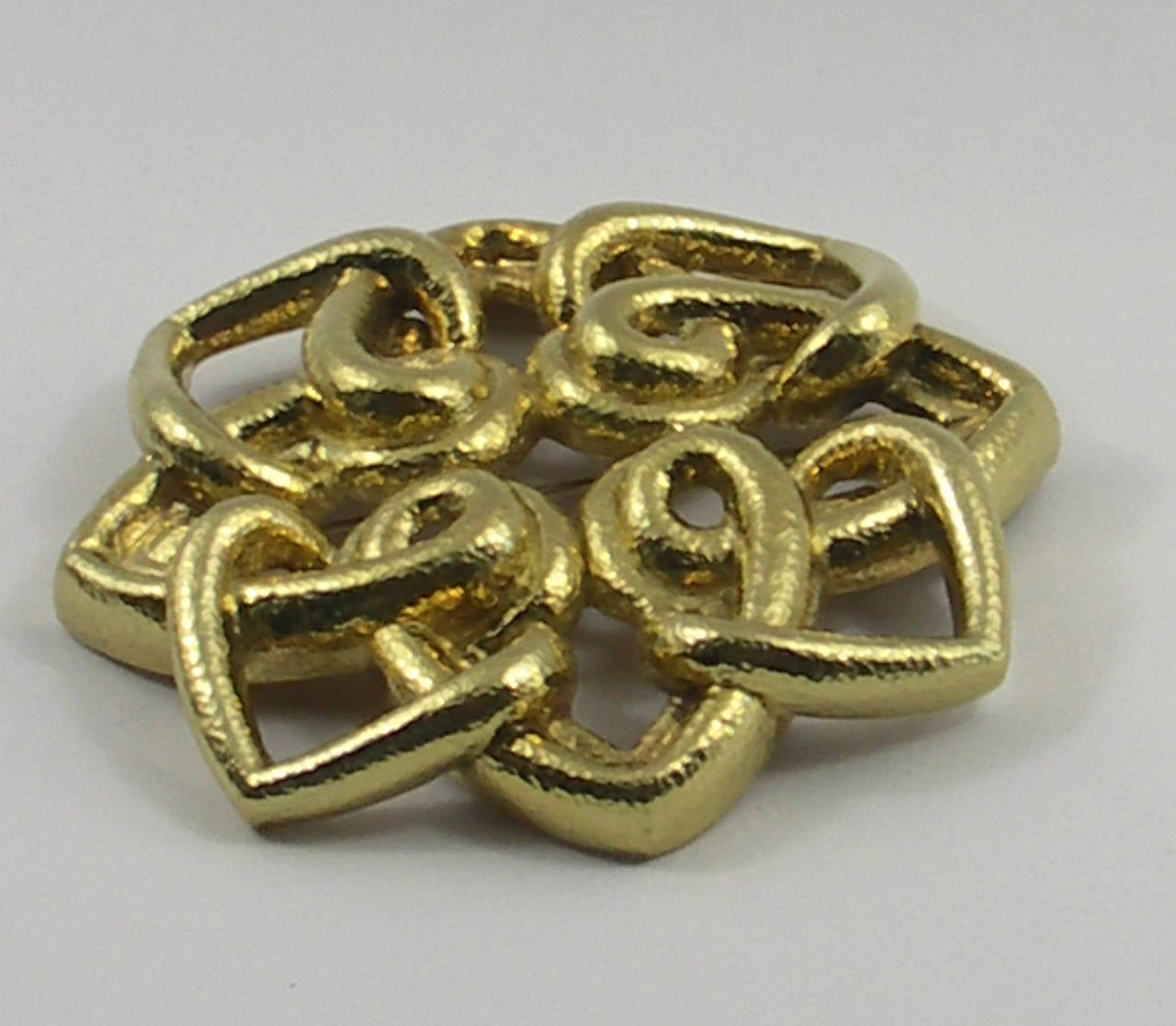 David Webb Large Hammered Gold Brooch In Excellent Condition In Palm Beach, FL