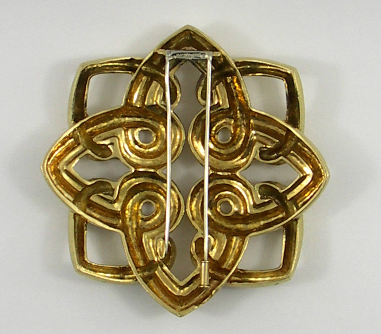 David Webb Large Hammered Gold Brooch 3