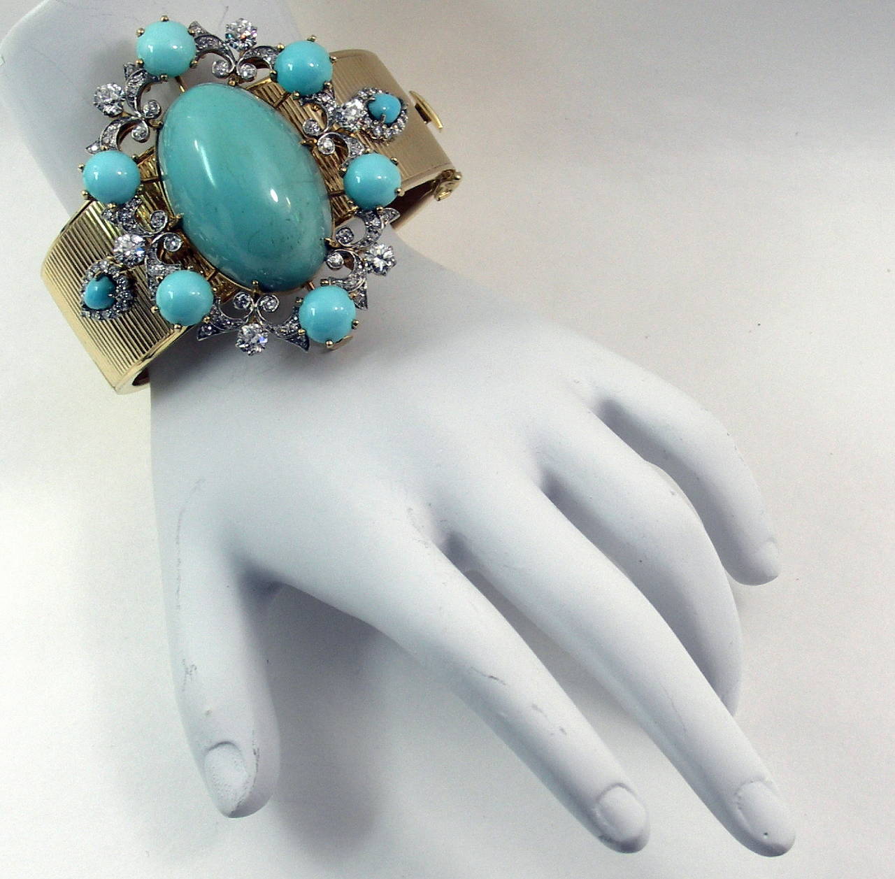 Turquoise Diamond Brooch and Bracelet Combination 2