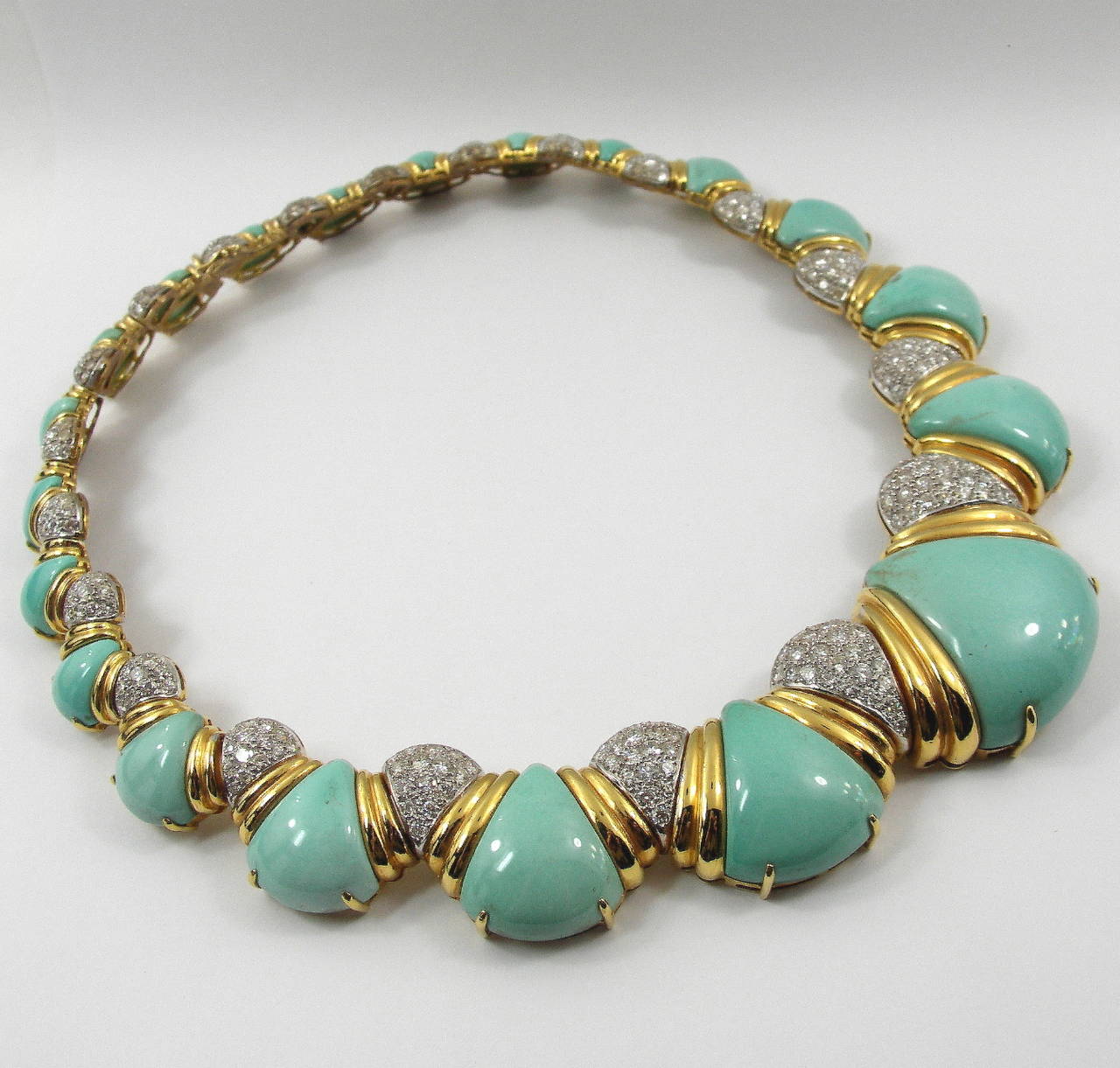 Women's Turquoise Diamond Gold Necklace