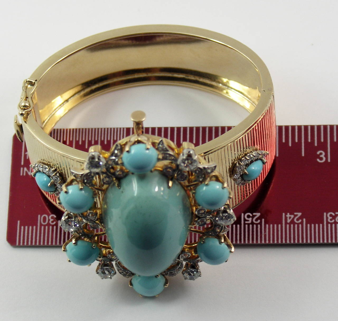 Turquoise Diamond Brooch and Bracelet Combination 1
