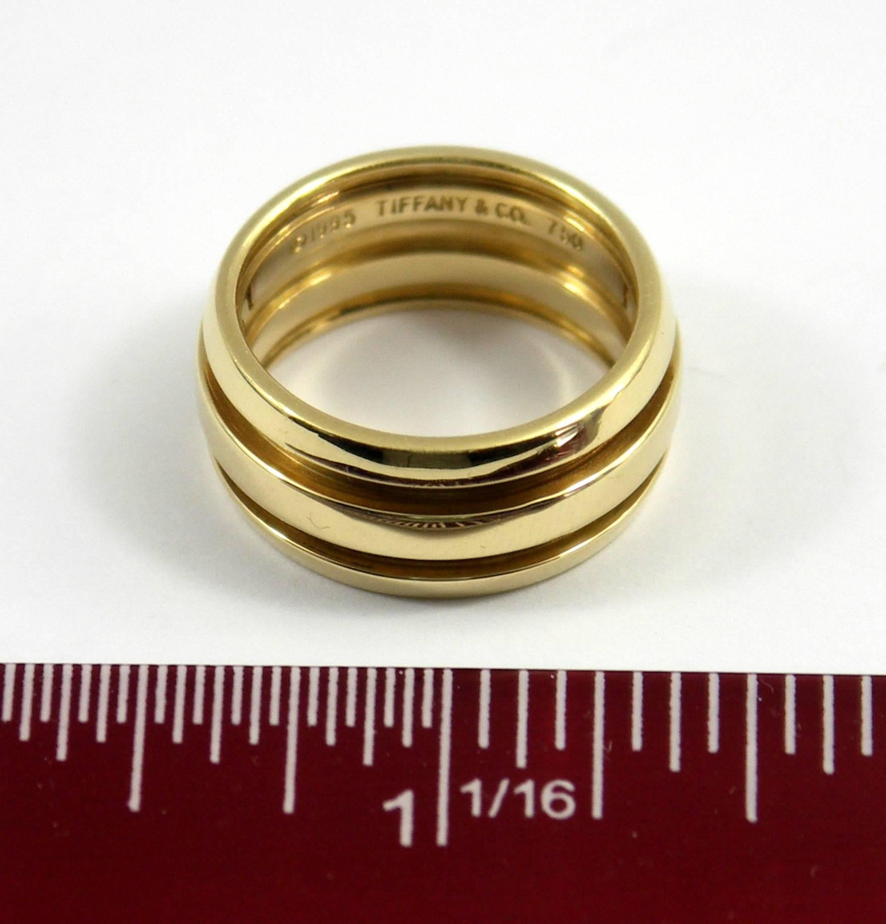 Tiffany & Co. Satin and High Polished Gold Band Ring 2