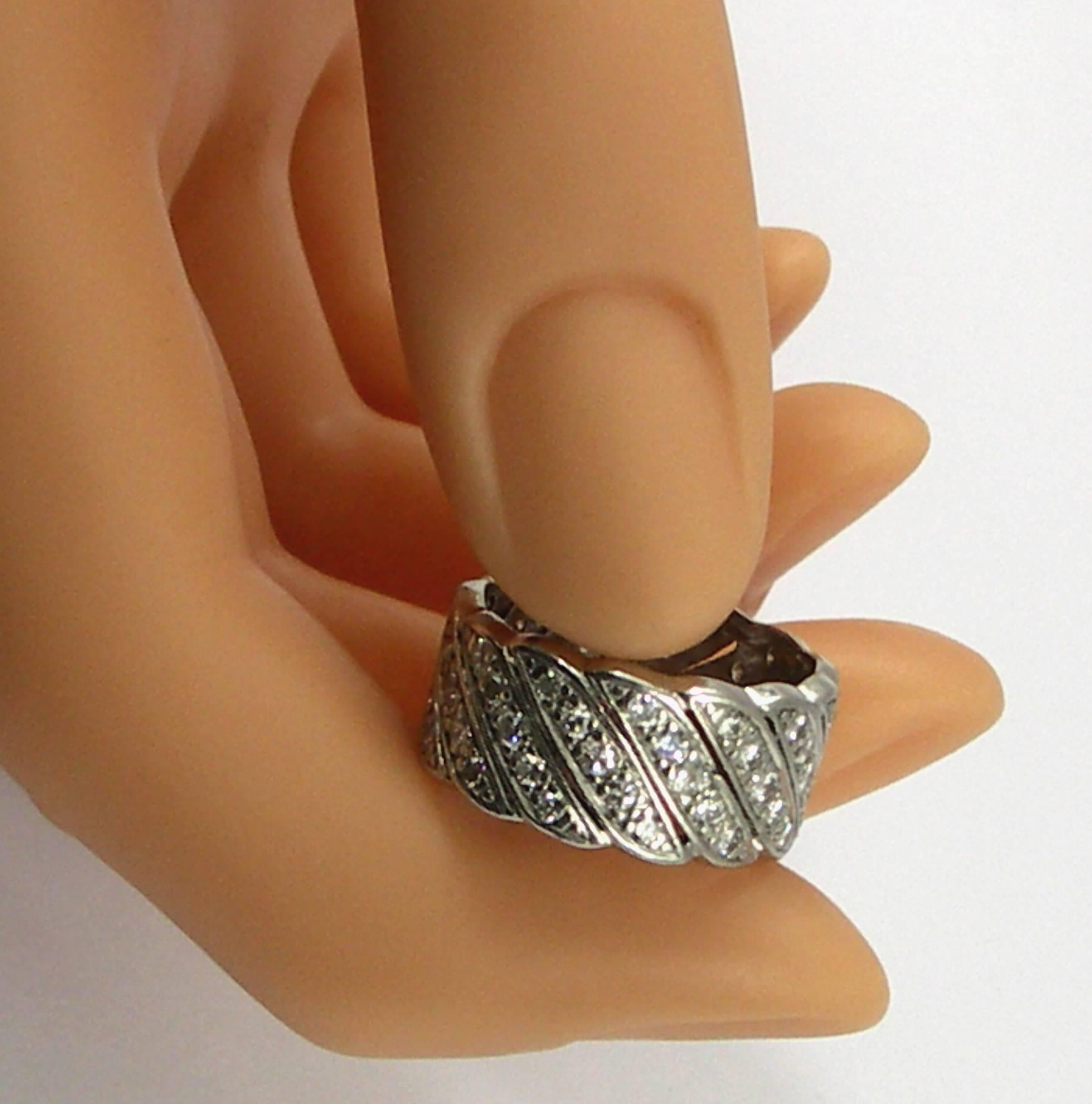 Women's Wide Diamond Platinum Band Ring