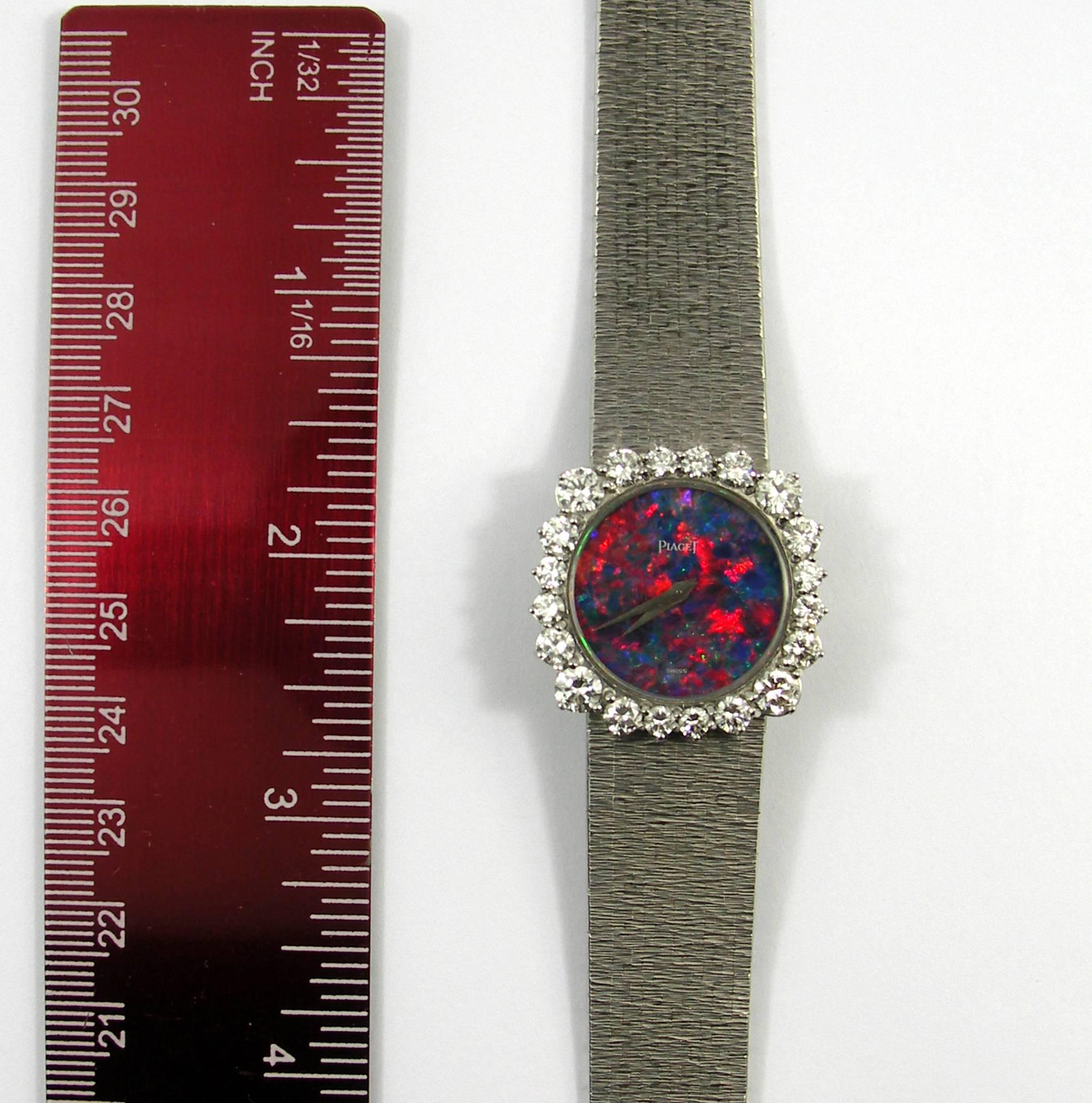 Piaget Lady's White Gold Opal Dial Diamond Bezel Wristwatch 1