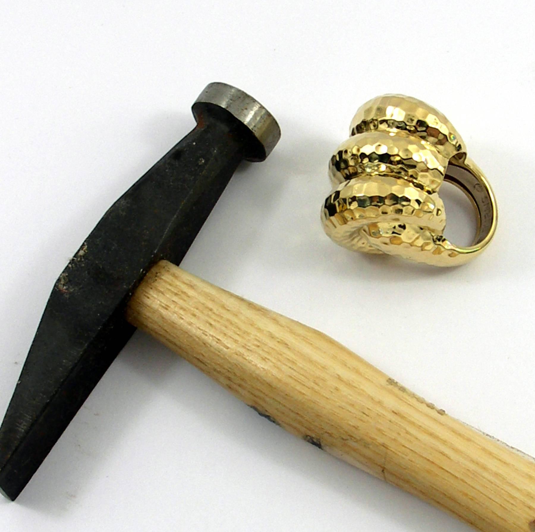 Powerful Hammered Gold Ring 2