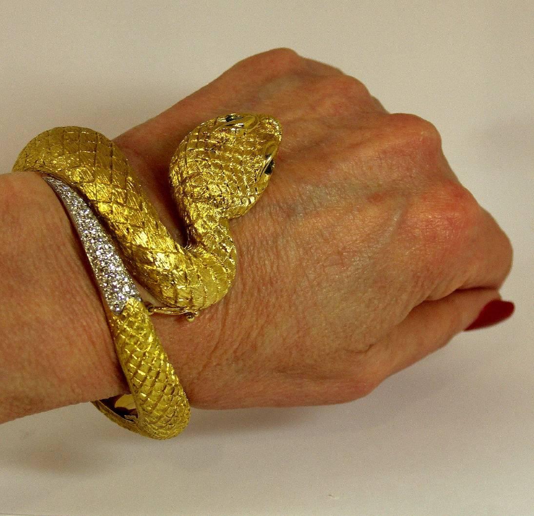 Amazing Italian Gold Snake Bangle Bracelet 2