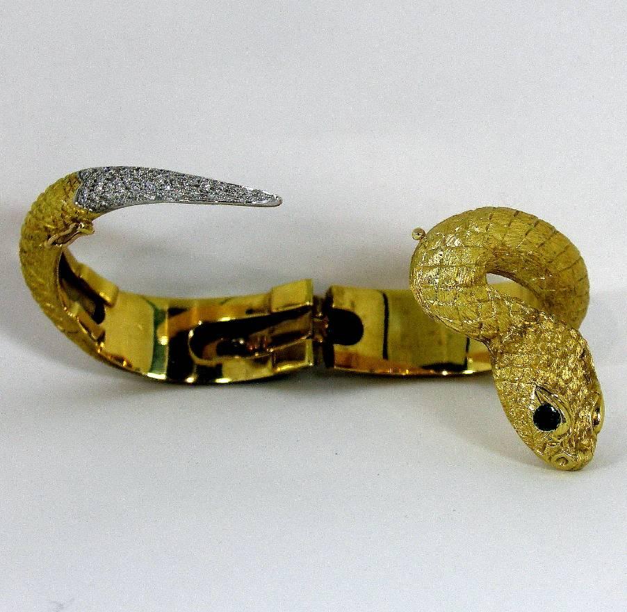 Amazing Italian Gold Snake Bangle Bracelet 1