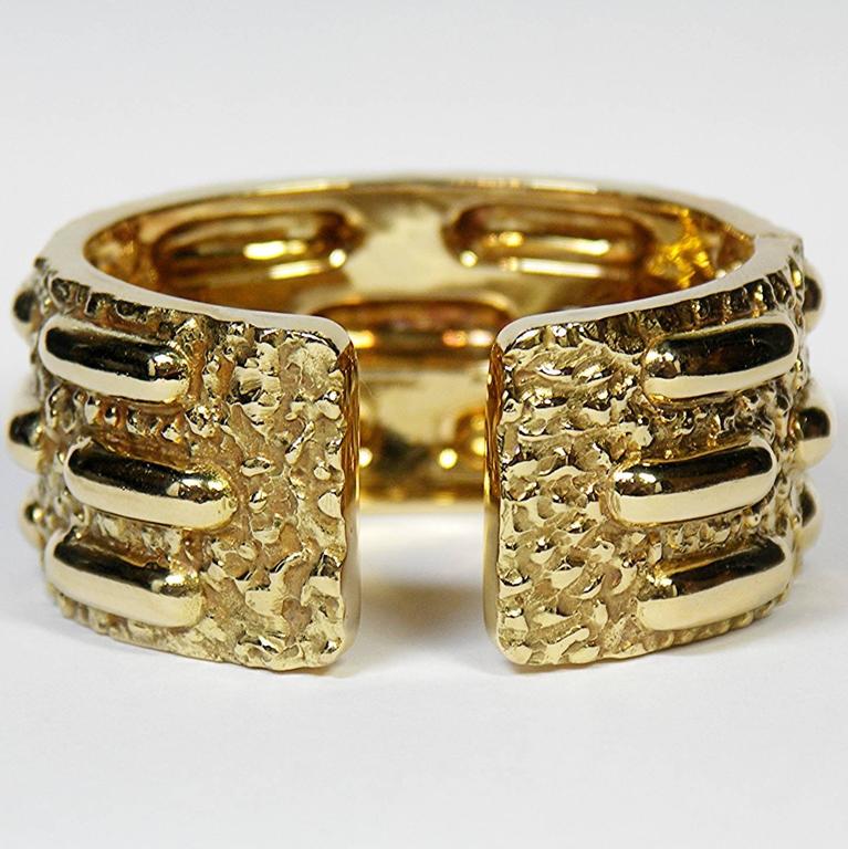 David Webb Textured Gold Cuff Bracelet For Sale at 1stDibs