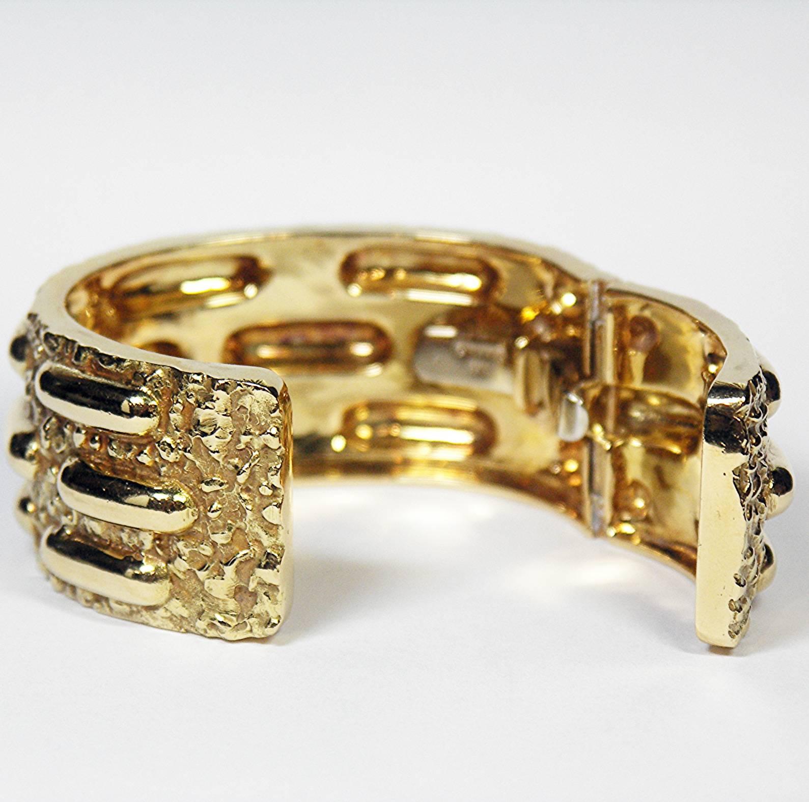 David Webb Textured Gold Cuff Bracelet 1