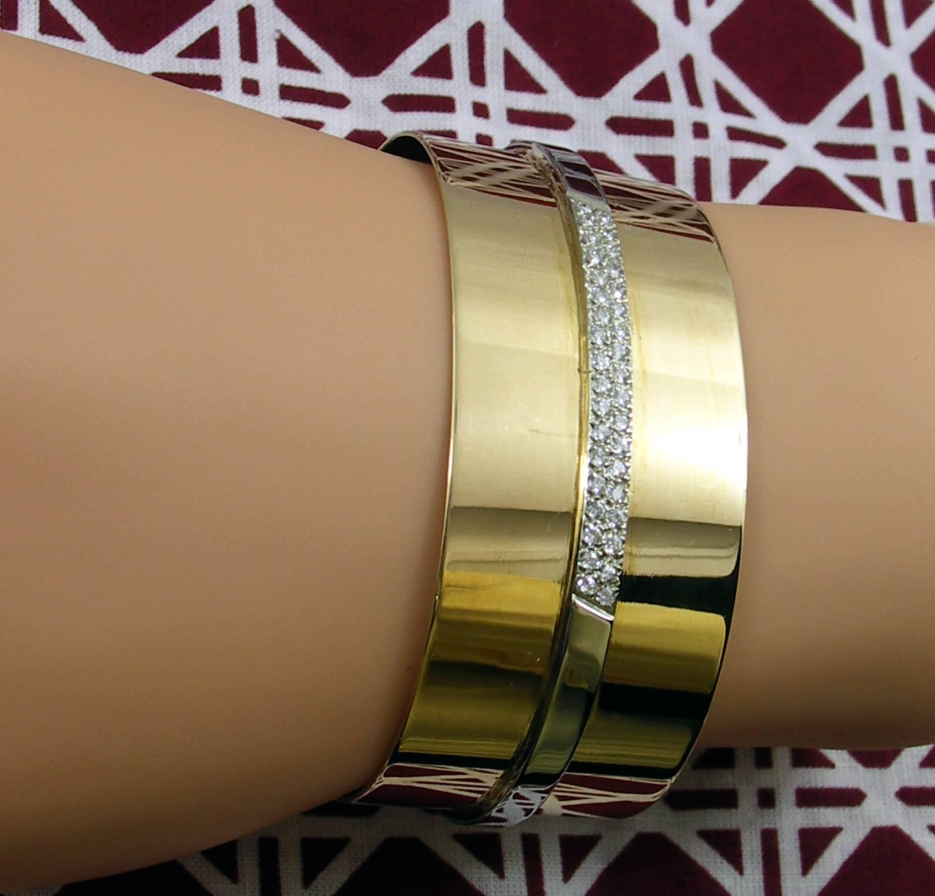 Women's Cartier Diamond Two Color Gold Cuff Bracelet