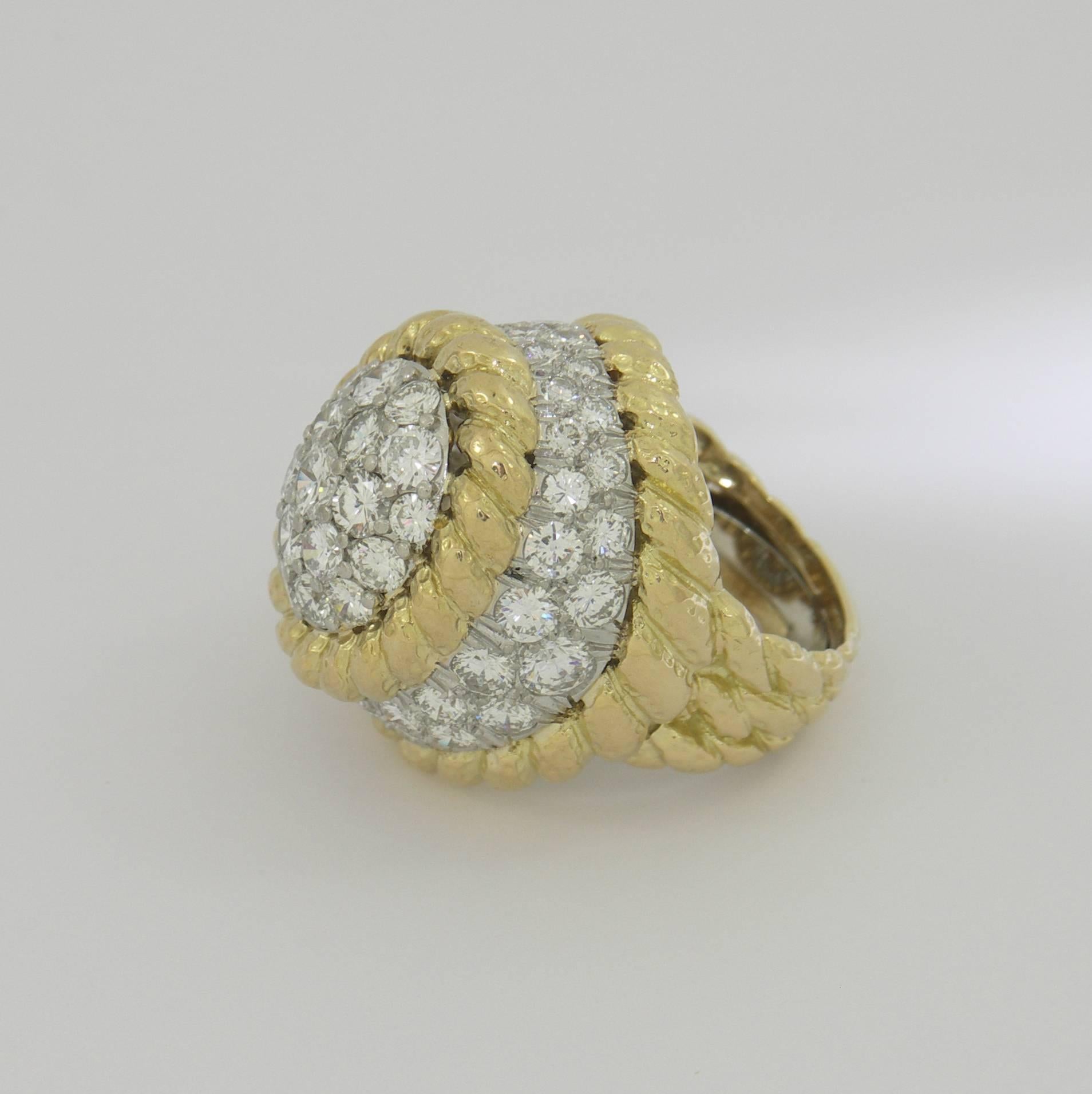 Women's or Men's David Webb Large Diamond Gold Ring 
