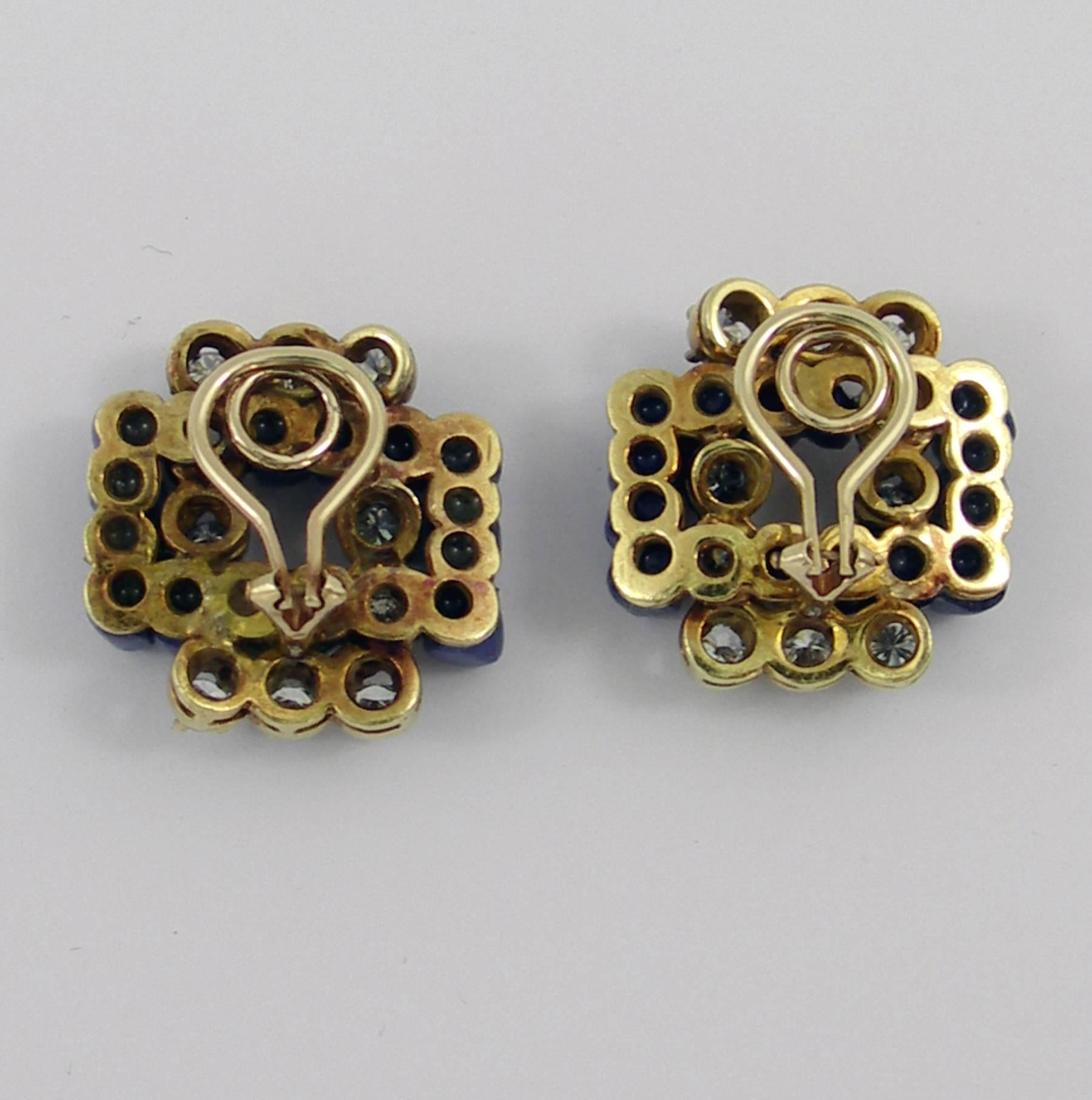 Lapislazuli-Diamant-Gold-Ohrringe 1