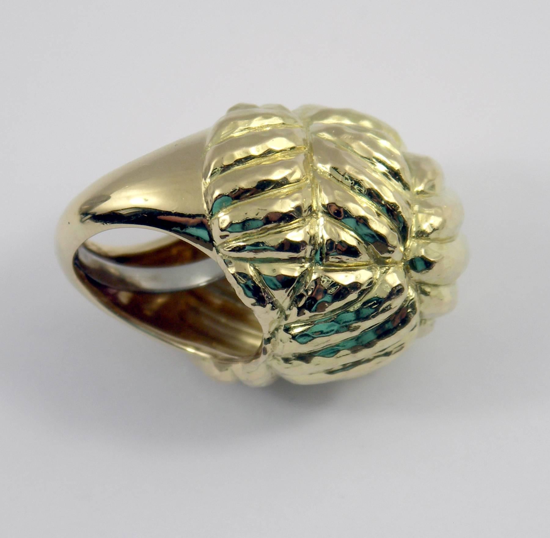 David Webb Hammered Gold Dome Ring In Excellent Condition In Palm Beach, FL