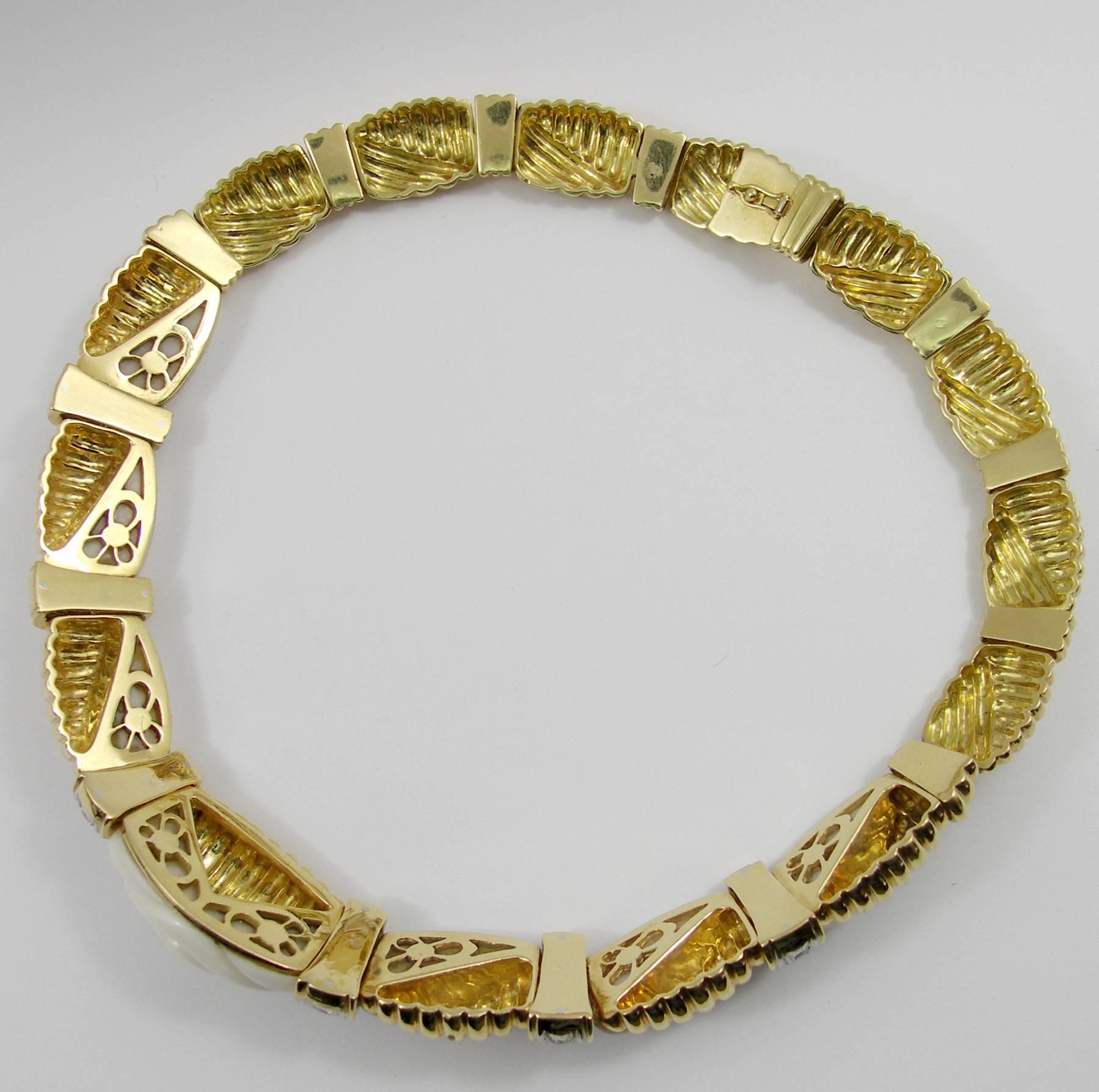 1980s Charles Turi White Coral Diamond Gold Necklace 2