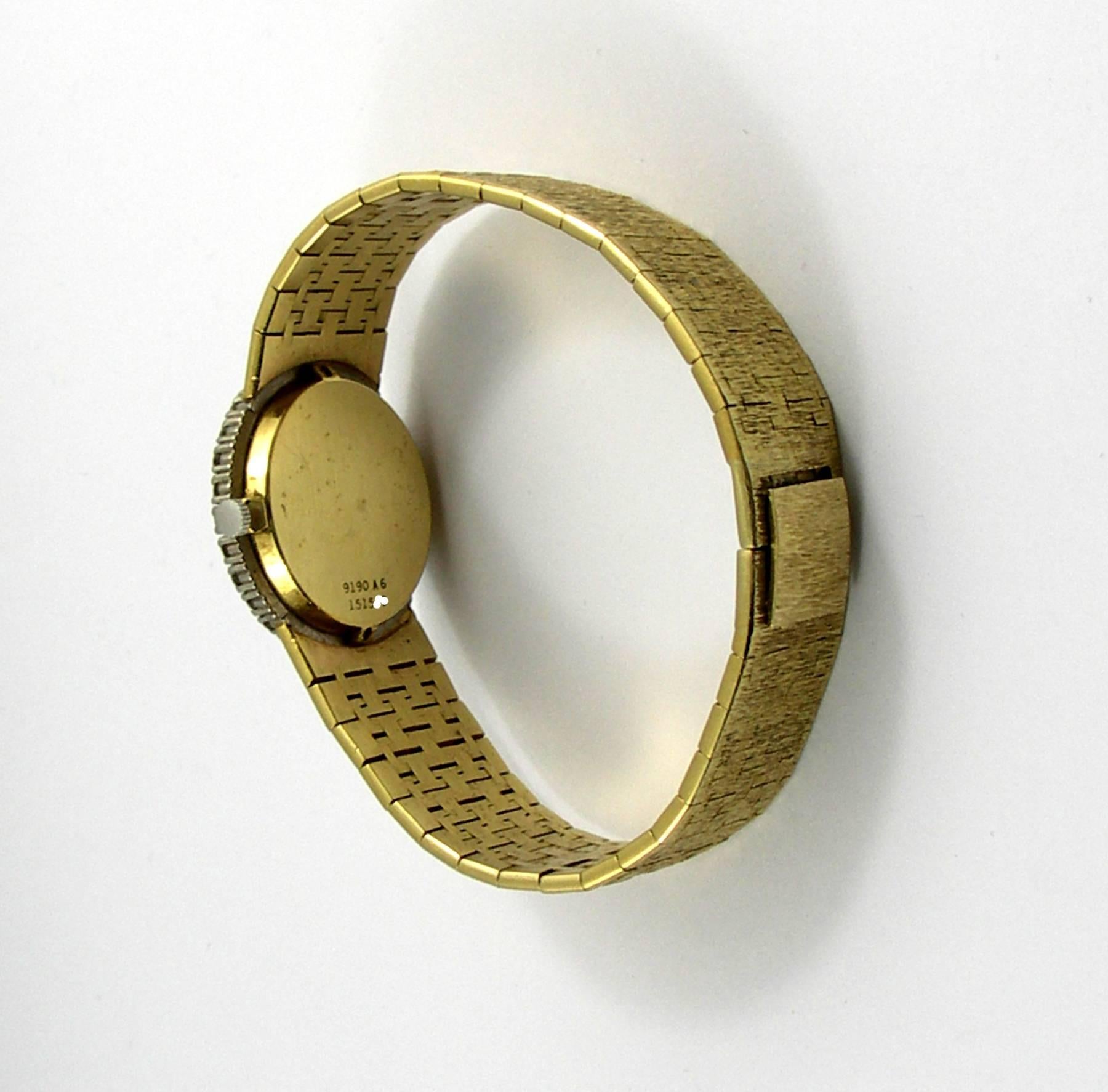 Piaget Lady's Yellow Gold Jade Dial Diamond Bezel Wristwatch 1