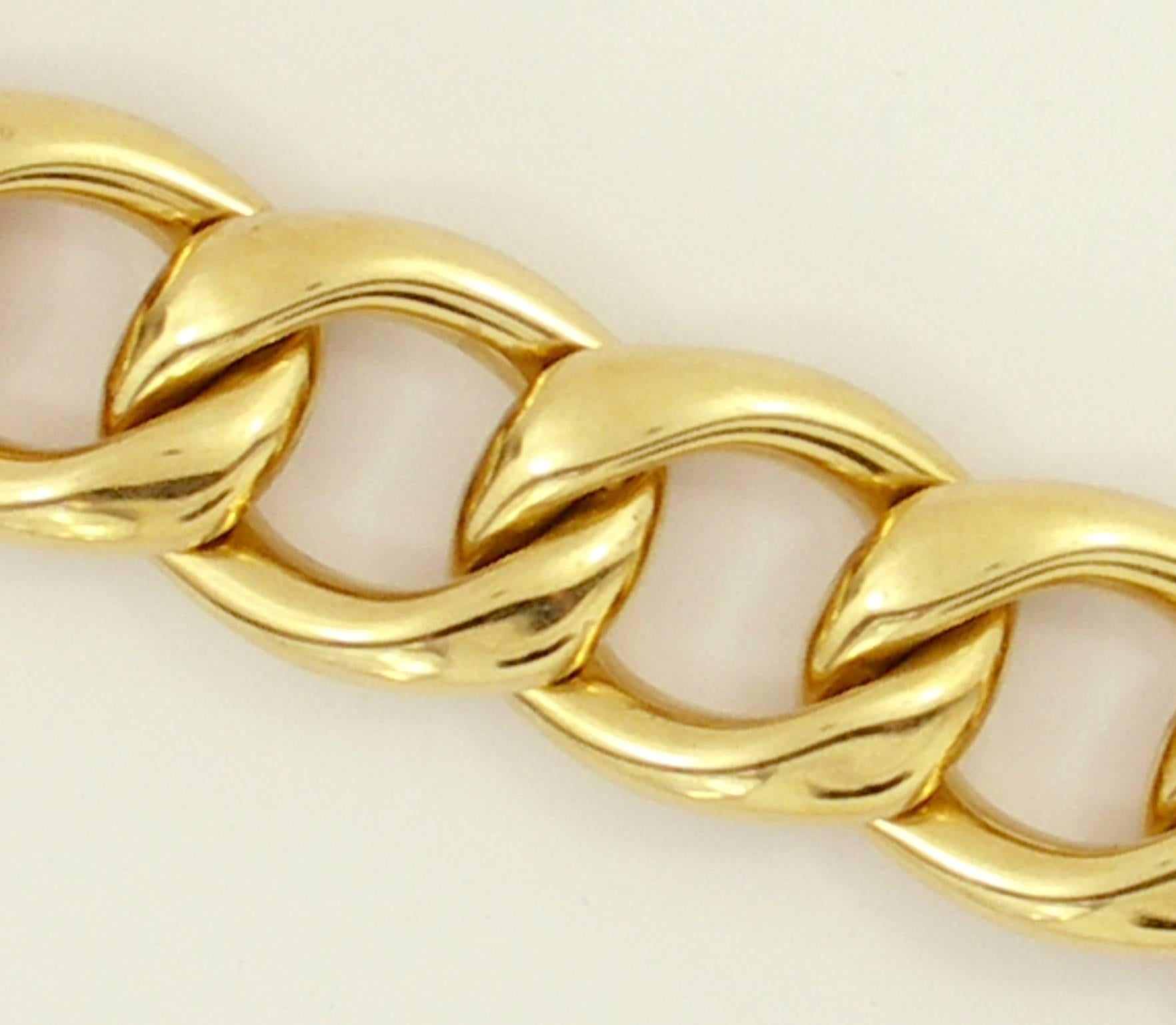 Women's or Men's Gold Bracelet with Florentine and High Polished Links