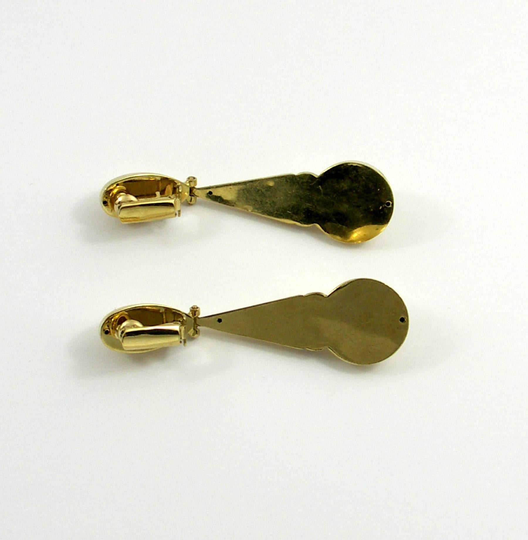Women's or Men's Two Color Gold Drop Earrings
