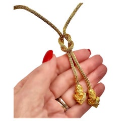 Ilias Lalaounis Griechische Halskette mit Widderkopf-Motiv aus 18 Karat Gelbgold im Lariat-Stil