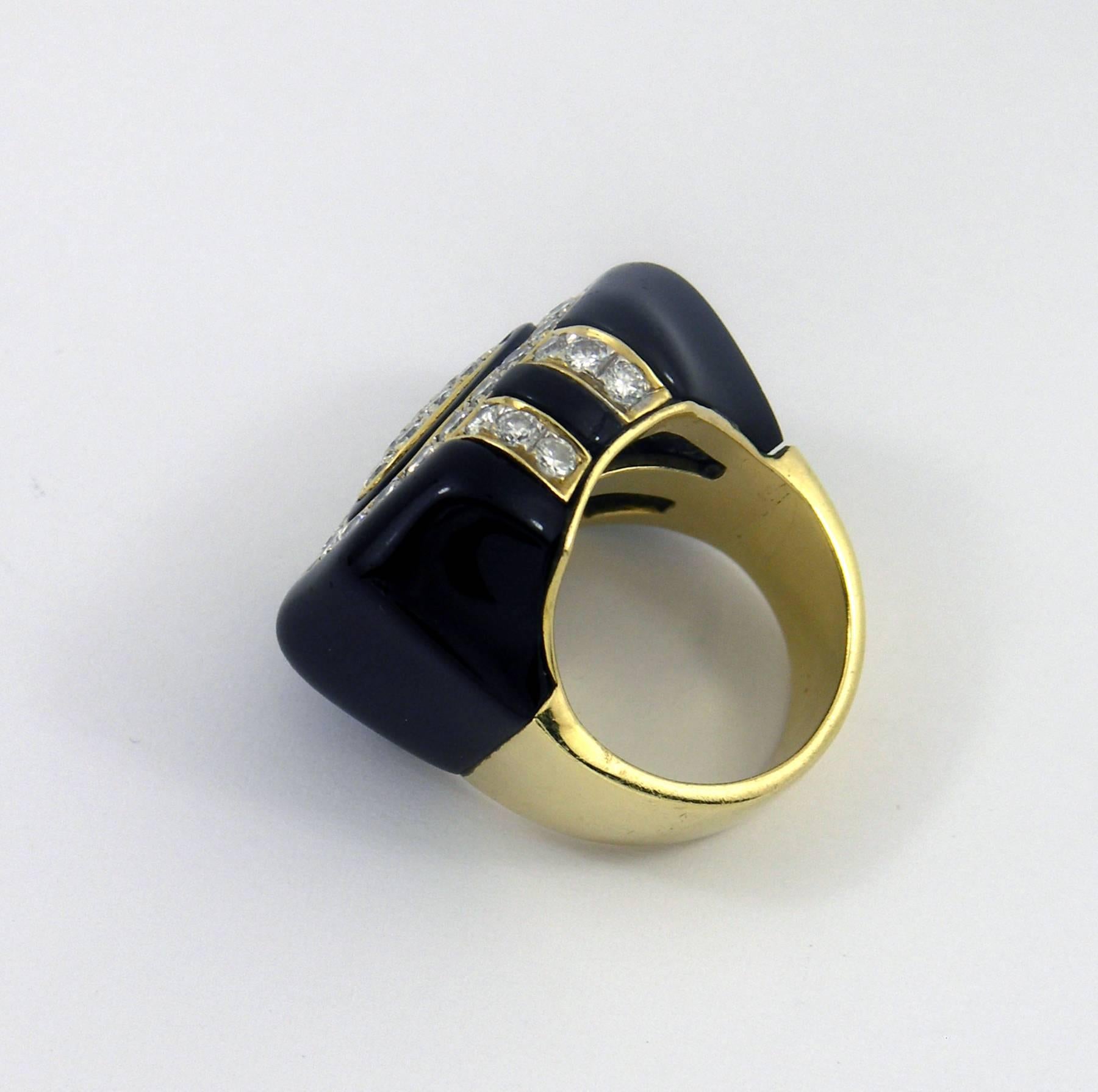 Women's or Men's Onyx Diamond Gold Ring
