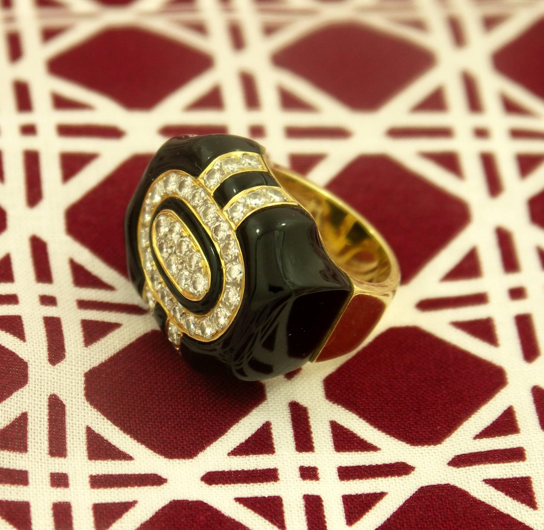 Onyx Diamond Gold Ring 1