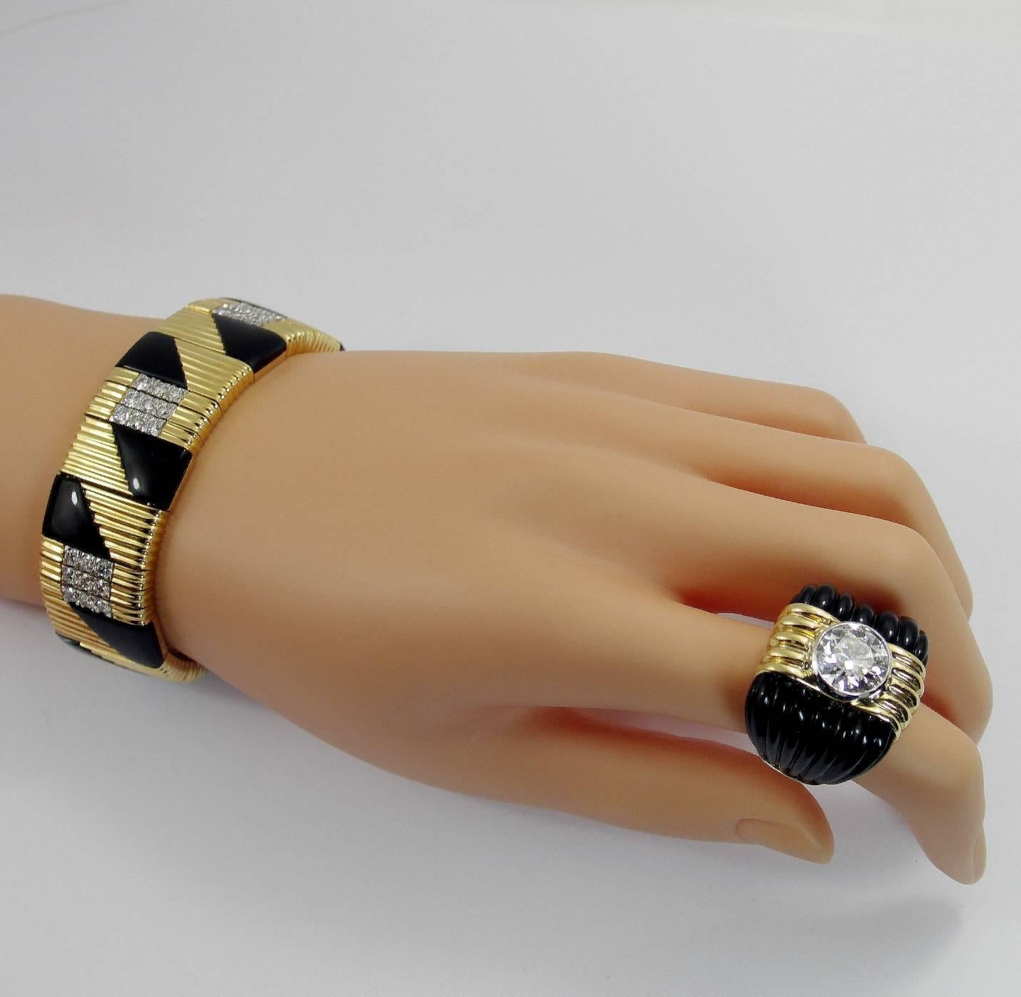 Diamond Gold Onyx Modern Bracelet 1