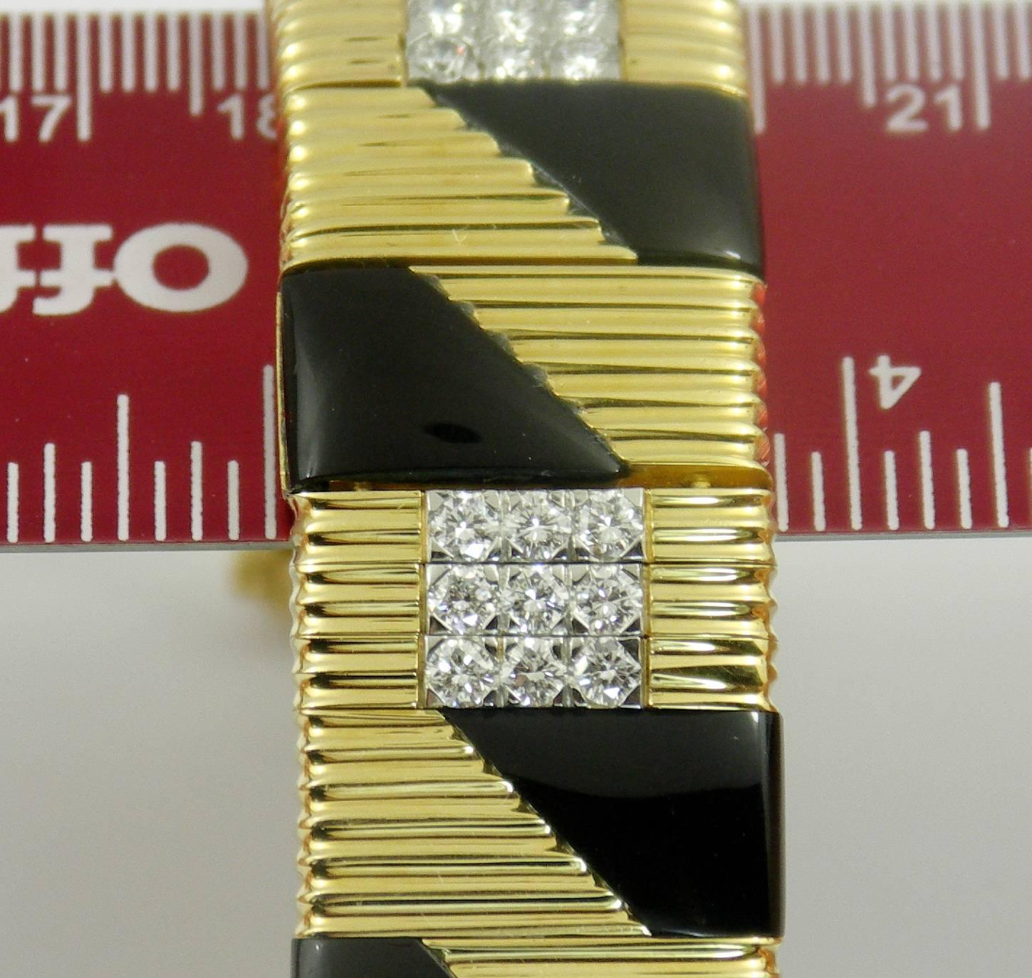 Diamond Gold Onyx Modern Bracelet 2