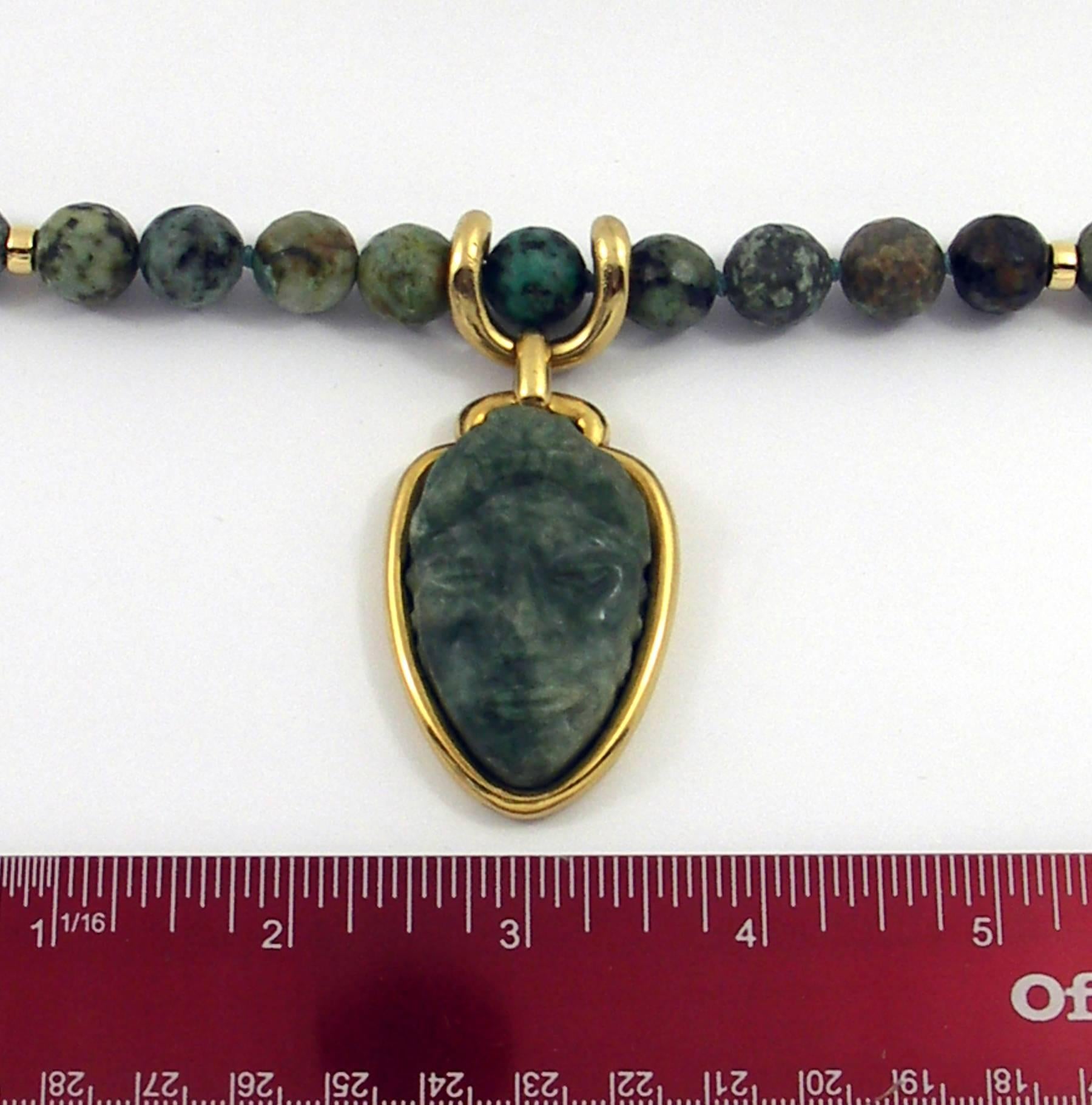 David Webb Agate Bead Gold Pendant and Necklace 3