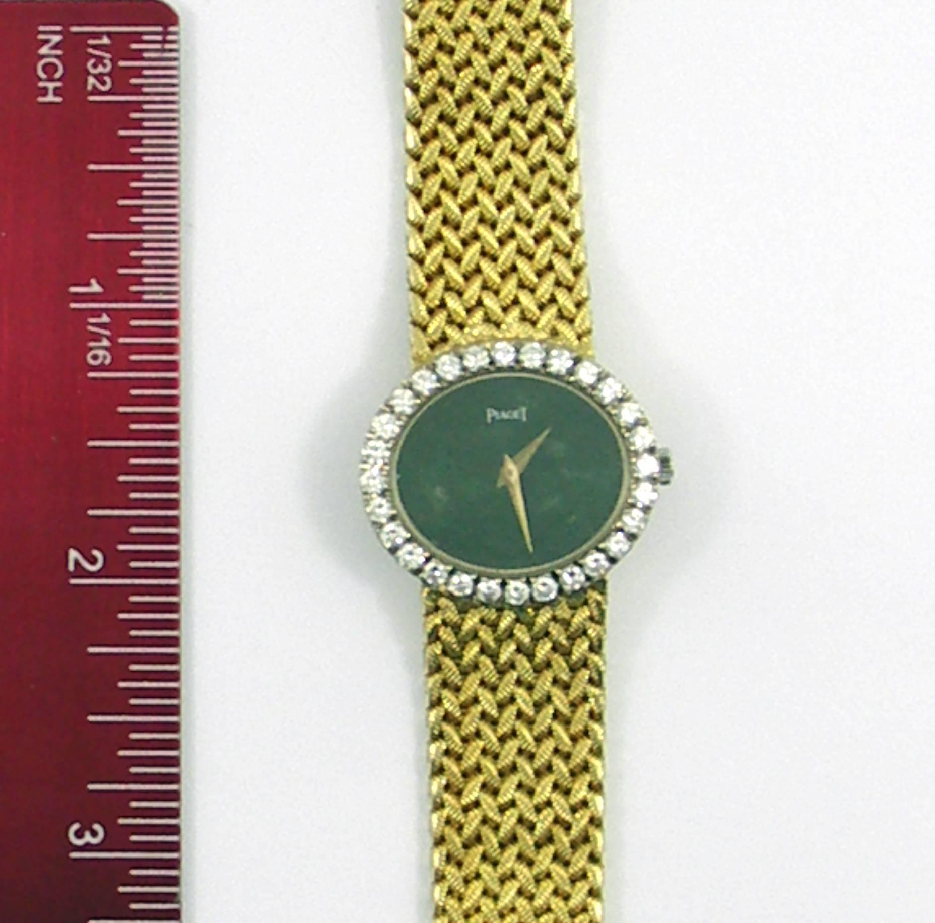 Women's or Men's Piaget Ladies Yellow Gold Jade Dial Watch/Wristwatch