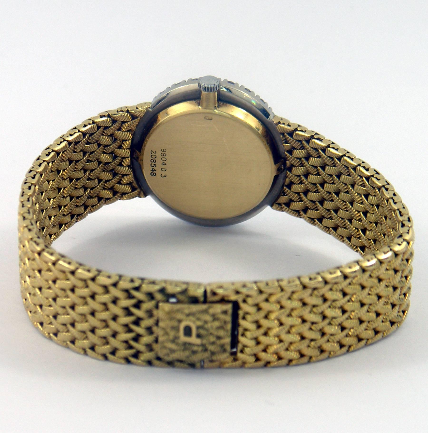 Piaget Ladies Yellow Gold Jade Dial Watch/Wristwatch In Excellent Condition In Palm Beach, FL