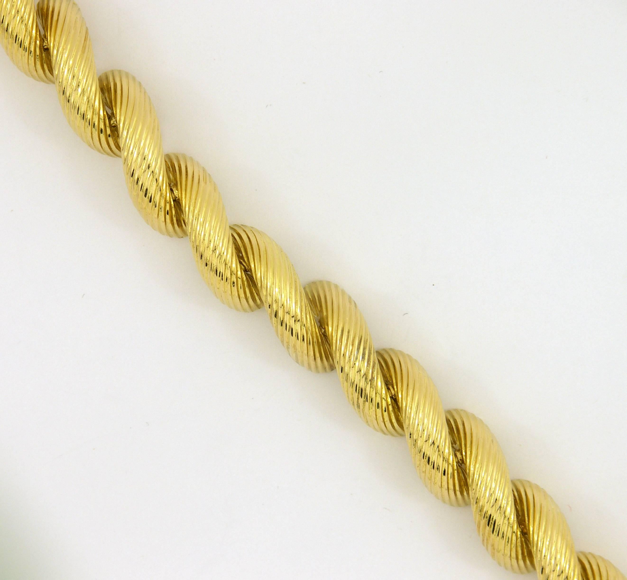 Tiffany & Co. Fluted Gold San Marco Bracelet In Excellent Condition In Palm Beach, FL