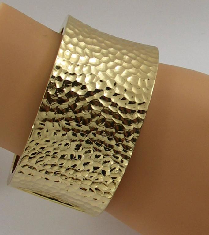 Large Hammered Gold Cuff Bracelet For Sale at 1stDibs | large gold cuff ...