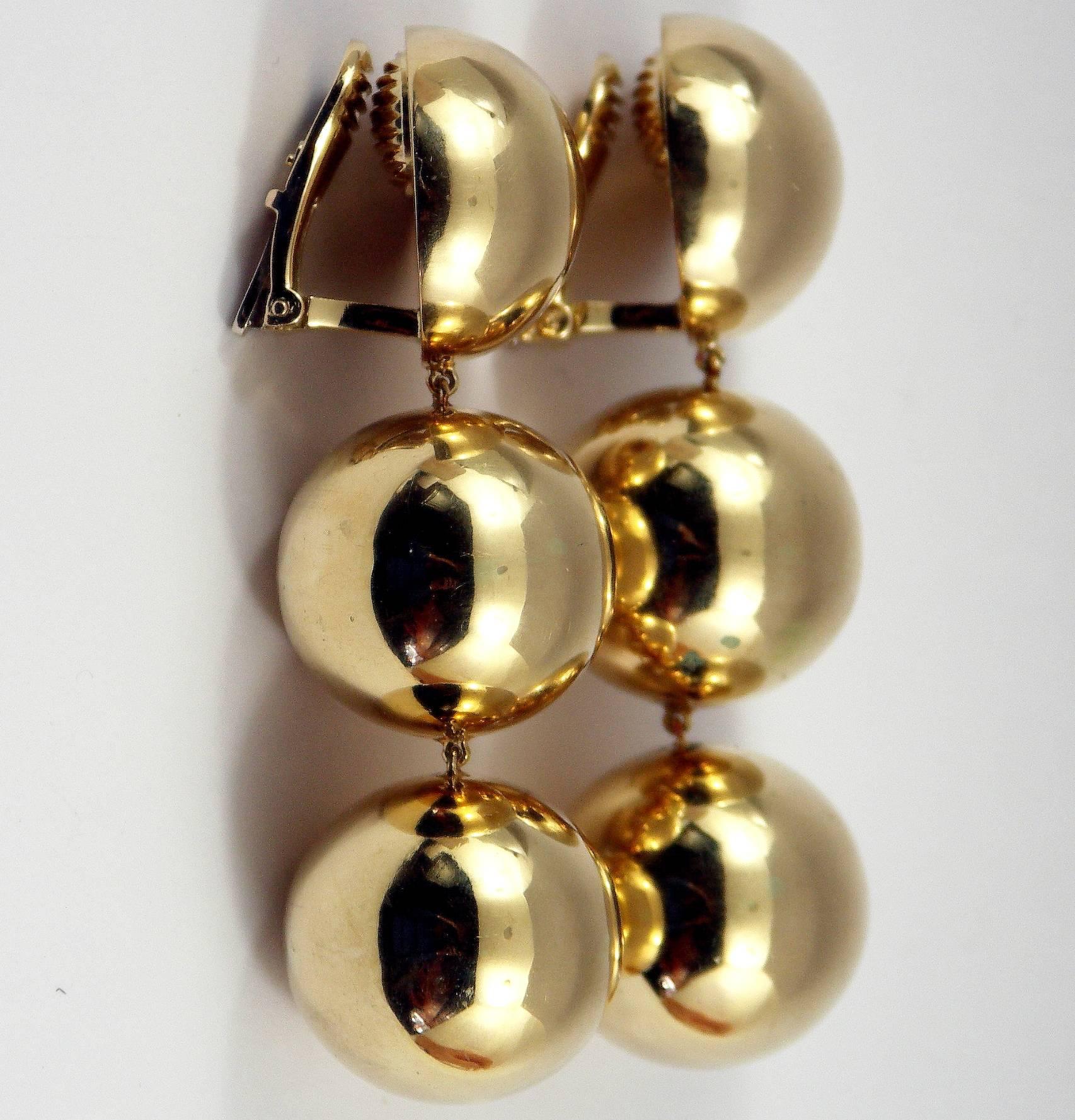gold ball hanging earrings