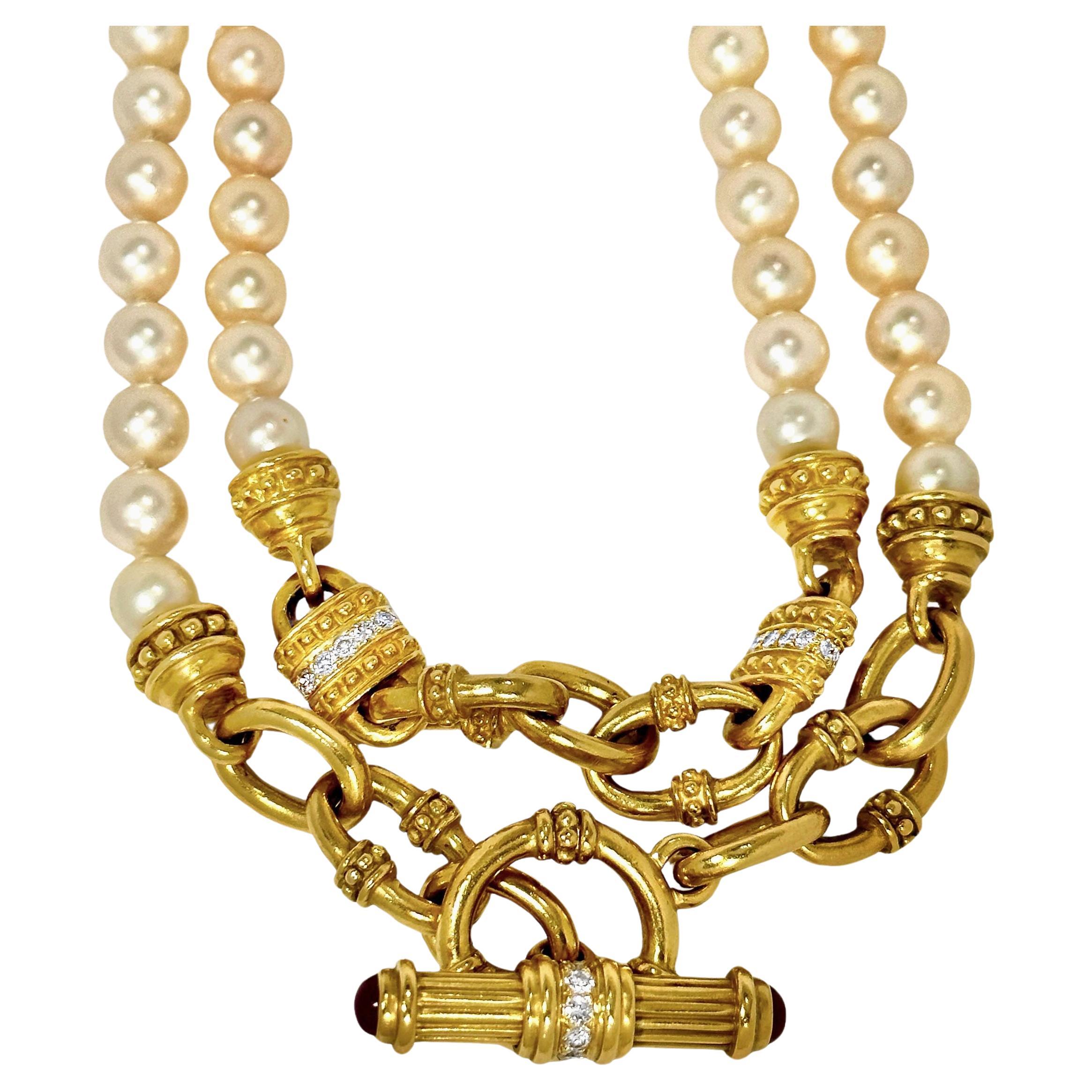 Judith Ripka 18k Gold Classic Revive Perlenkette mit besonderen Eigenschaften im Angebot