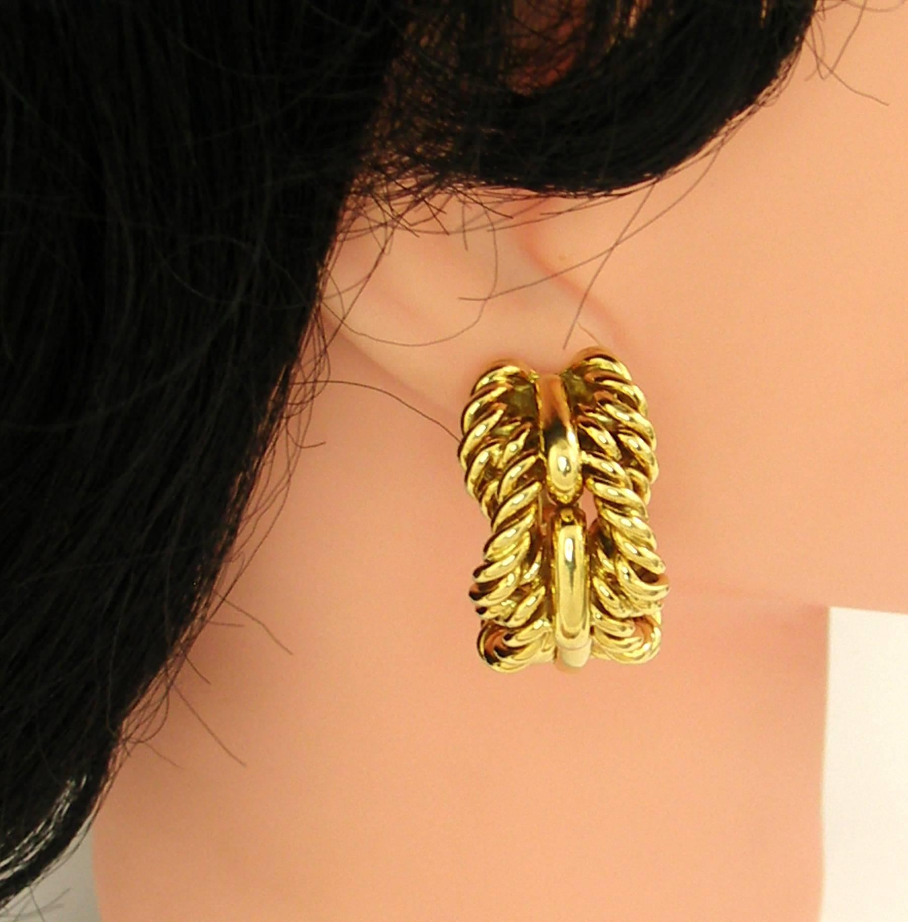 Tiffany & Co. Woven Gold Design Earrings 1