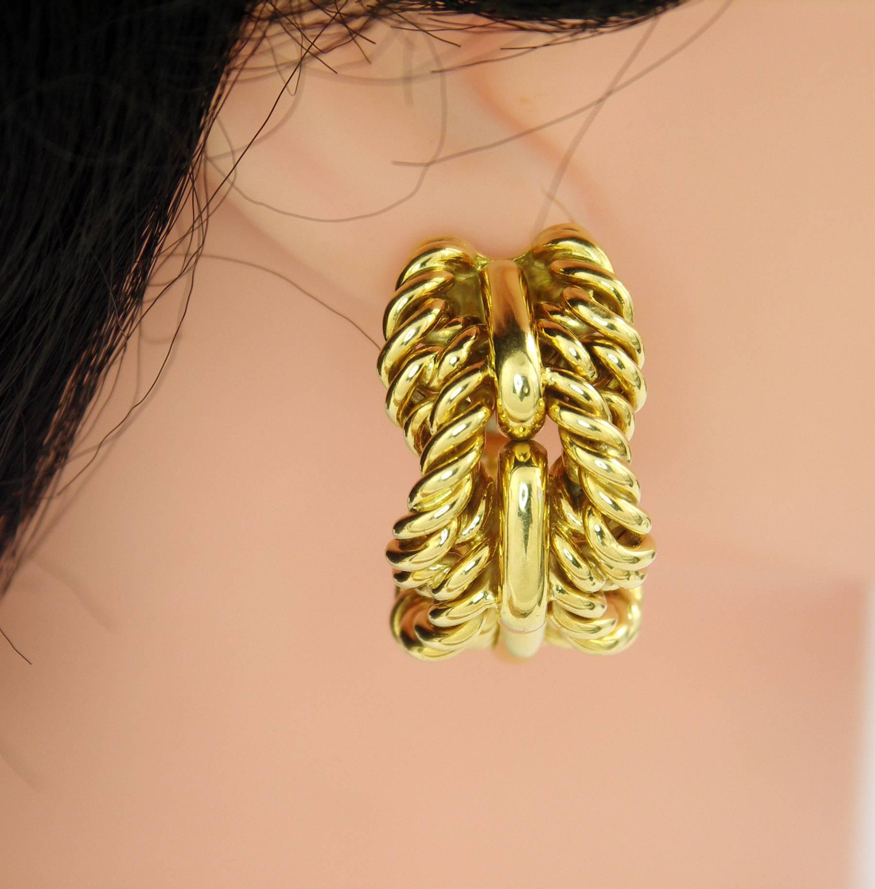 Tiffany & Co. Woven Gold Design Earrings In Excellent Condition In Palm Beach, FL