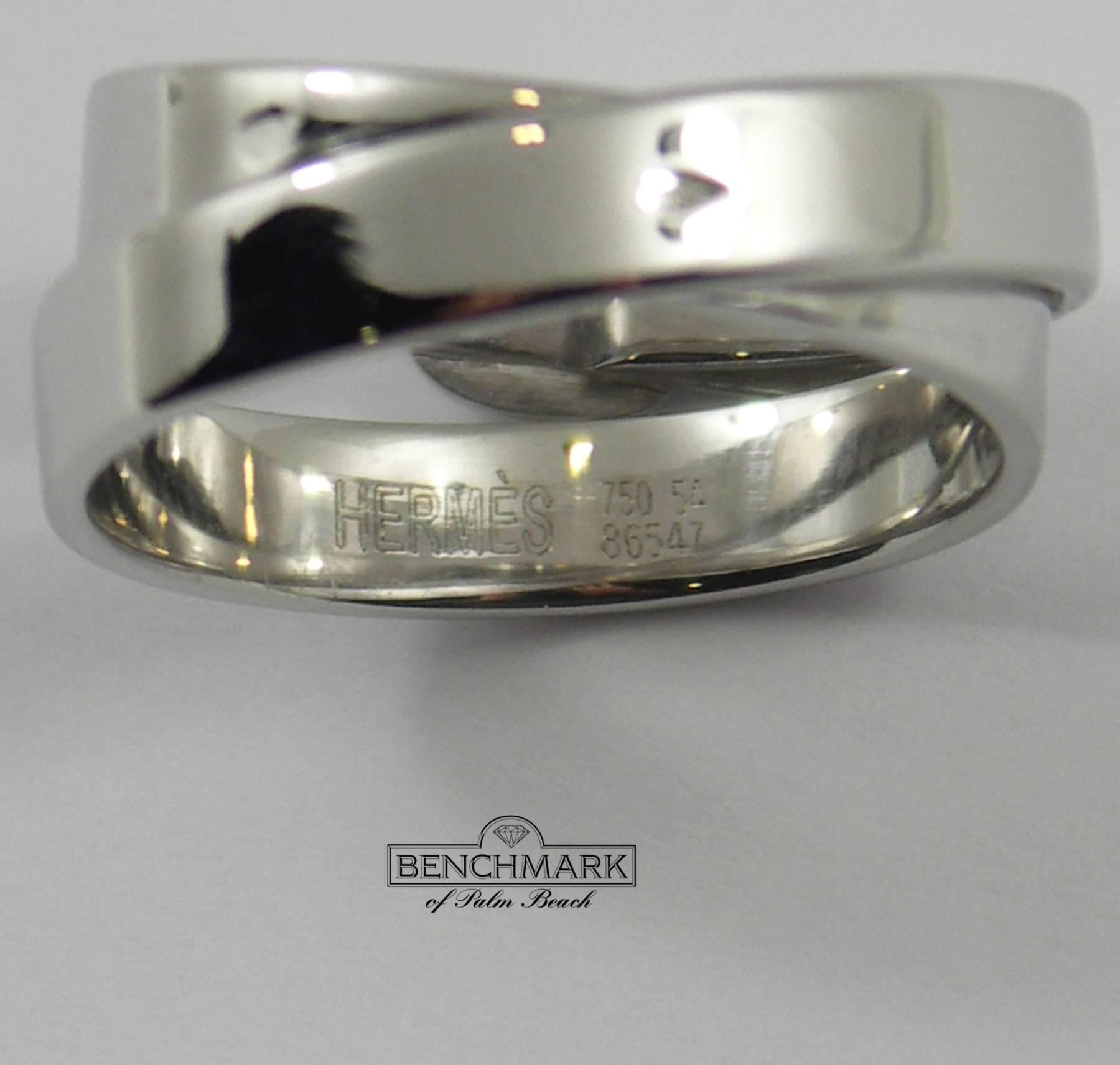 Women's or Men's Hermes White Gold Buckle Ring