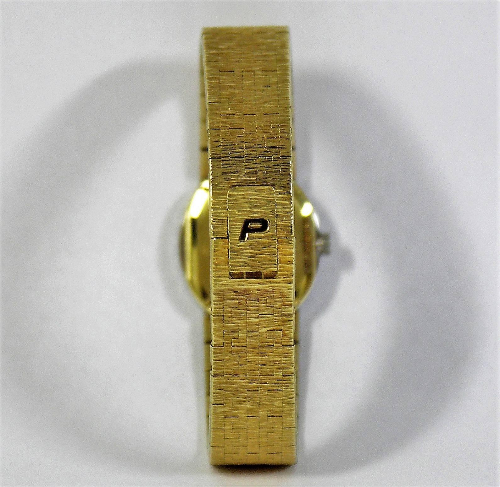 Piaget Yellow Gold Petite Opal Dial Diamond Bezel Quartz Wristwatch In Excellent Condition In Palm Beach, FL