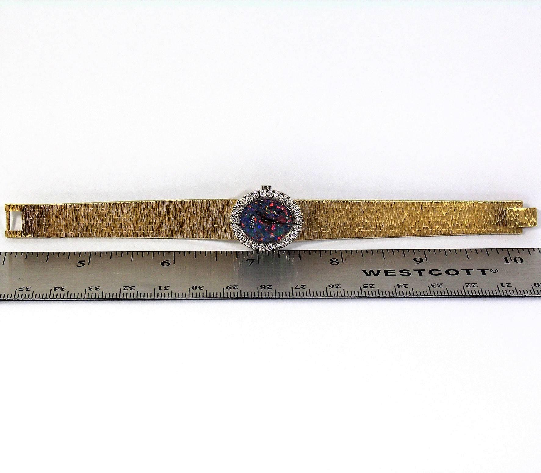Women's Piaget Yellow Gold Petite Opal Dial Diamond Bezel Quartz Wristwatch