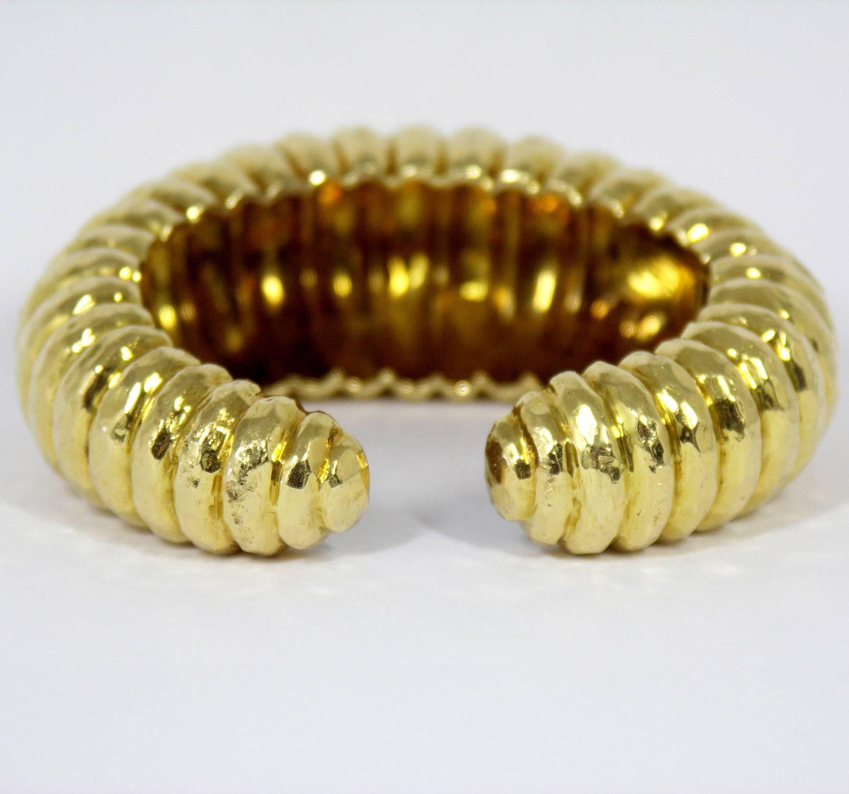 David Webb Hammered Gold Bangle In Excellent Condition In Palm Beach, FL