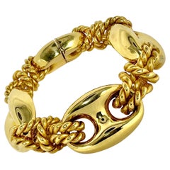 Bracelet italien vintage en or 18 carats alternant marine et nautique