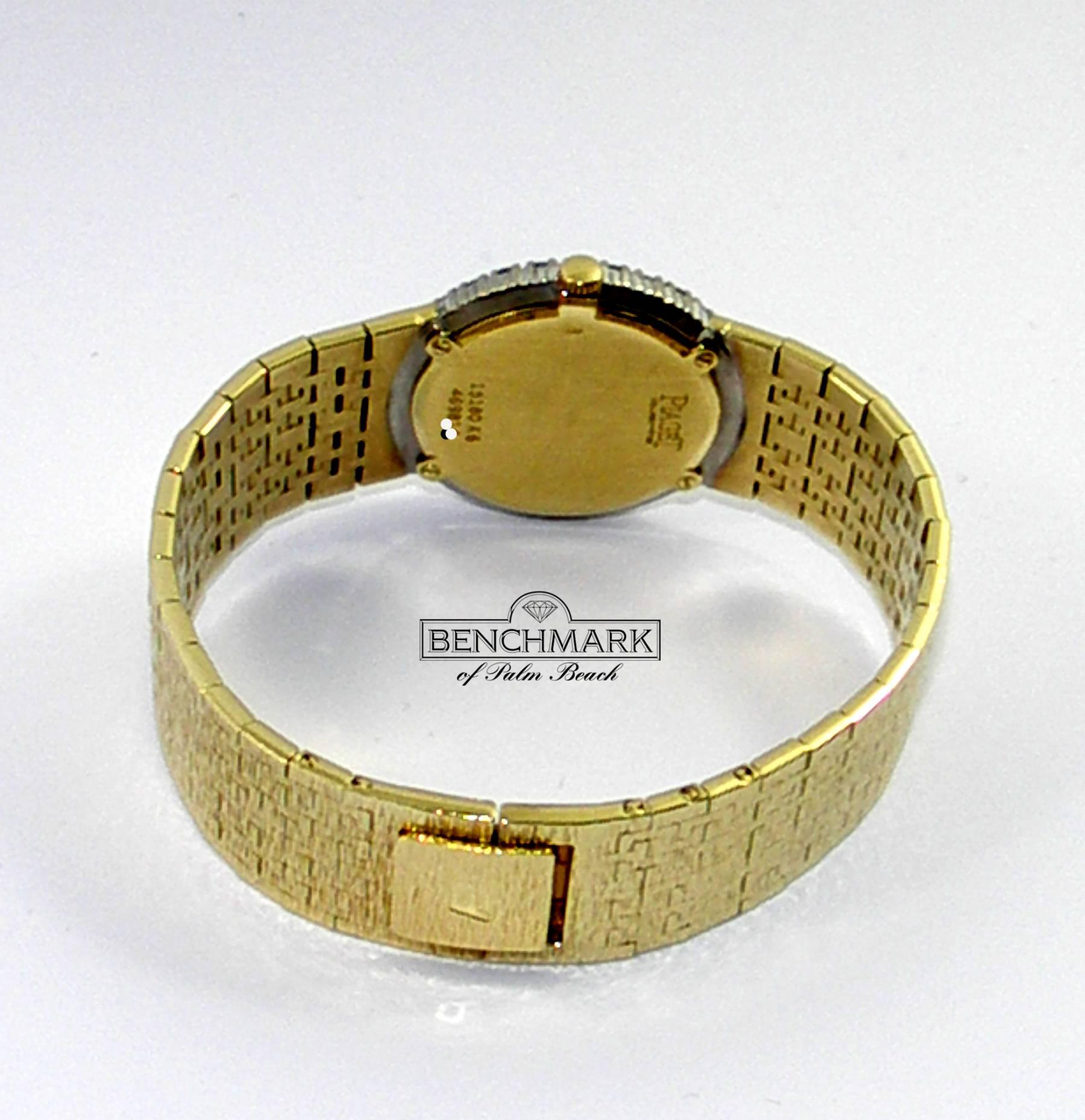 Piaget Ladies Yellow Gold Diamond Bezel Opal Dial Quartz Wristwatch 2