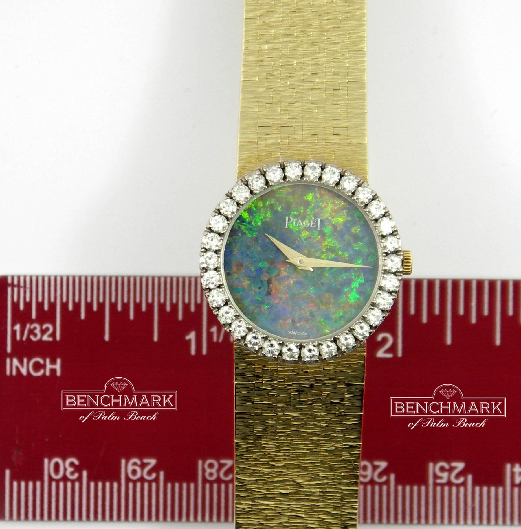 Piaget Ladies Yellow Gold Diamond Bezel Opal Dial Quartz Wristwatch 3